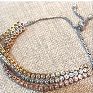 Sterling /cz tricolor bracelet